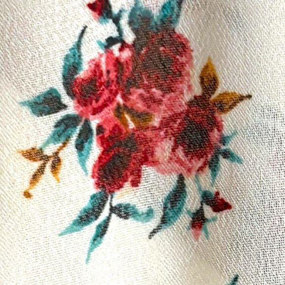 Torrid semi-sheer floral print dress w separate slip smocking detail 0 ( L) - Picture 3 of 16